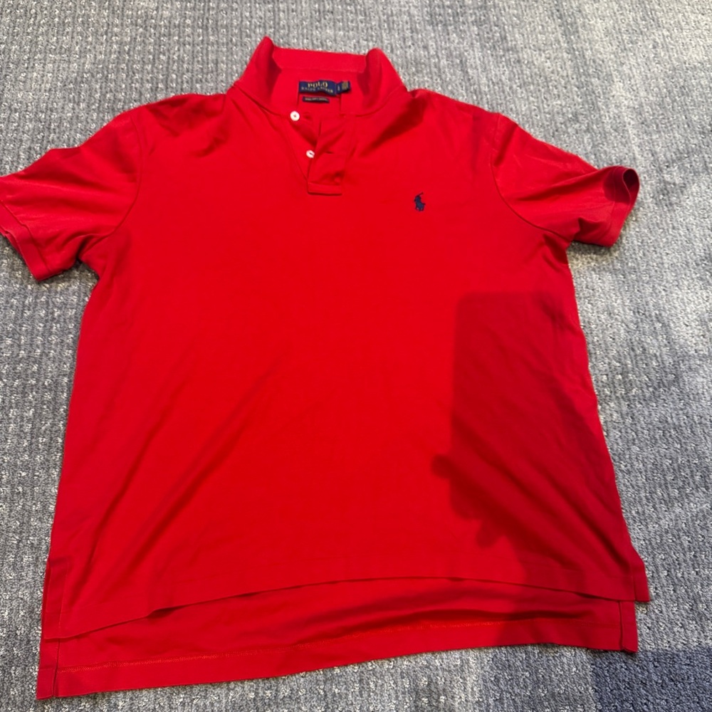 Ralph Lauren Red Polo Shirt Classic Style